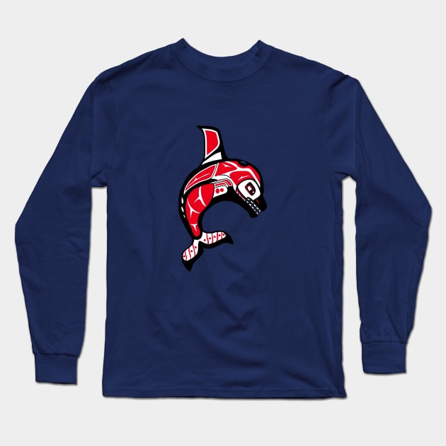 Orca Killer Whale Pacific Northwest Native American Indian Long Sleeve T-Shirt by twizzler3b